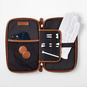 Custom Golf Accessories Storage Golfs Tees Markers Organizer Durable Leather Golf Glove Holder Organizer Case