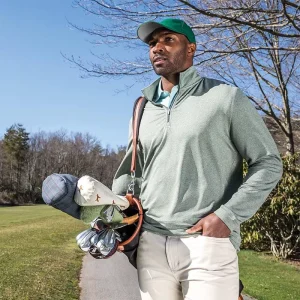 Custom Golf Apparel for Men Fast Drying Performance Smooth Polyester Lightweight Golf Zipper Pullover