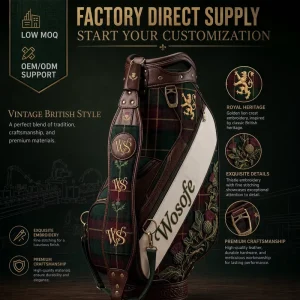 Custom Golf Cart Bag PU Nylon Polyester Embroidered Printed Caddy Staff Bag Direct Golf Bag Factory Supplier
