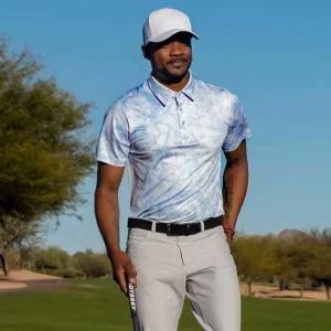 Custom Golf Clothes Polo Retro White Print Quick Dry Polyester Golf Shirts