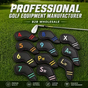 Custom Golf Club Cover Double-Sided Magnetic Closure Golf Iron Covers Waterproof Leather Golf Club Head Covers