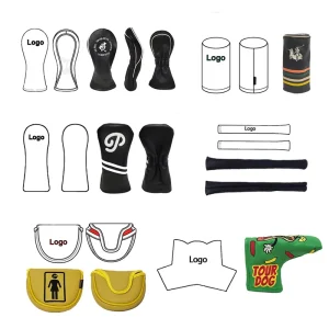Custom Golf Club Headcovers Set PU Leather Driver Hybrid Putter Cover Embroidery Bulk