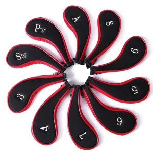 Custom Golf Club Irons Covers Neoprene Zippered Head Cover with Long Neck Number Print
