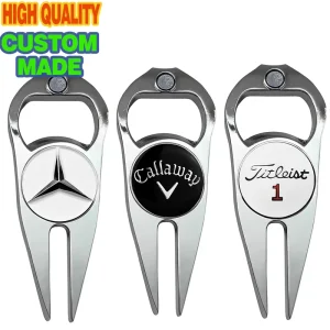 Custom Golf Divot Tool With Magnetic Ball Marker Metal Golf Pitch Fork Repair Tool Golf Training Gift Accessories