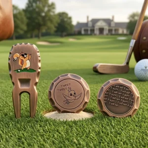 Custom Golf Divot Tool and Ball Marker Set Zinc Alloy Enamel Golf Repair Tool with Cartoon Logo for Tournament Gifts