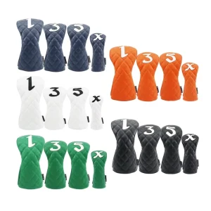 Custom Golf Driver Wood Hybrid Head Covers Print Embroidery Pu Leather Club Covers Golf Headcovers