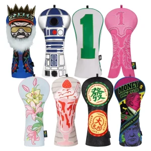 Custom Golf Head Covers PU Golf Accessories Driver Embroidered Golf Headcover Black Woman