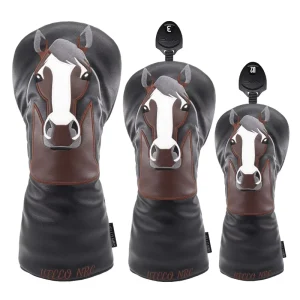 Custom Golf Head Covers Print Embroidery PU Leather Driver Wood Hybrid Club Covers