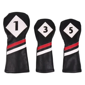 Custom Golf Head Covers Print Embroidery Pu Leather Driver Wood Hybrid Club Covers Golf Headcovers