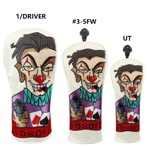 Custom Golf Head Covers with Clown Design PU Leather Waterproof FactoryCustom Logo Golf HeadCover