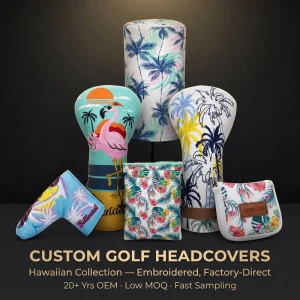 Custom Golf Mallet Putter Headcover Square Round Oversized Fit PU Leather 3D Embroidery Magnetic Plush Interior OEM