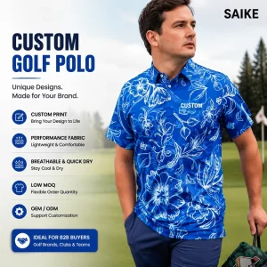 Custom Golf Polo Shirt Pique Fabric 97% Cotton 3% Spandex Men’s Breathable Performance Golf Apparel OEM Manufacturer Supplier