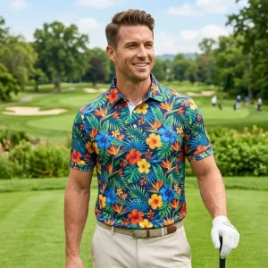 Custom Golf Polo Shirts Men Slim Fit Jersey Embroidery Heat Transfer Printed Logo Team Apparel Four-Way Stretch Quick Dry