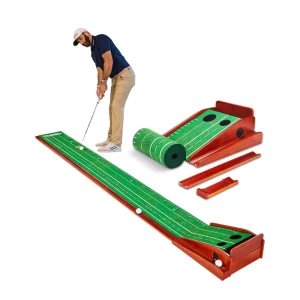 Custom Golf Putting Mat with Ball Return Portable Golf Training Mat for Indoor Outdoor Golf Practice