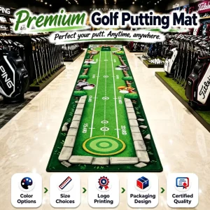 Custom Golf Putting Mat with Portable Roll Up Wear Resistant Indoor Office Home Golf Practice Training Rug