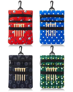Custom Golf Tee Pouch Bag with Zipper Metal Lobster Claw Clip Neoprene Golf Accessory Holder Bag for Balls Markers Tees