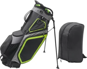 Custom Grey Green Golf Stand Bag Large Capacity Wear-resistant Adjustable Straps Multiple Pockets