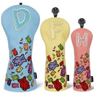 Custom Gummy Bear Golf Headcovers Driver Fairway Wood Hybrid Covers PU Leather Cute Golf Accessories OEM ODM Golf Head Cover Set