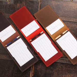 Custom Handmade Genuine Leather Golf Scorecard Holder Yardage Book Cover With Pencil Holder Score Card Notebook Accessories