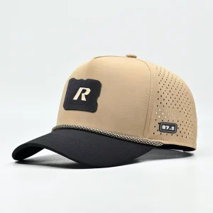 Custom Hat Manufacturer Waterproof Polyester Golf Sport Rope Mesh Hat With Custom Logo Laser Cut Hole Curved Baseball Cap