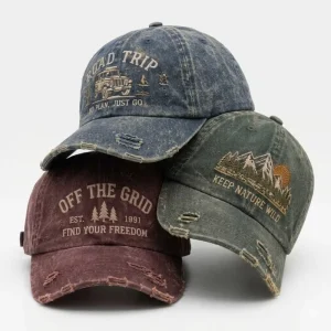Custom High Quality Brand Low Moq 50pcs Dad Hat Outdoor Sport Causal Vintage Washed Ripped Distressed Unstructured Baseball Cap