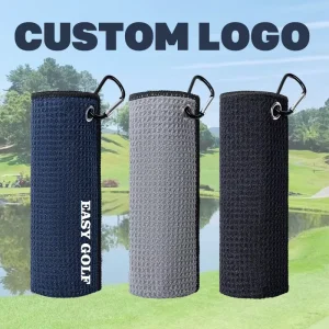 Custom High Quality Sport Foldable Towels With Personalizes Microfiber Waffle Golf Ball Towel
