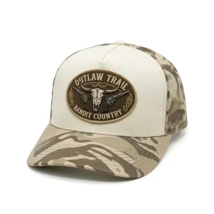 Custom High Quality Western Cowboy Bull Skull Patch Vintage Camo Mesh Trucker Hat Outdoor Hunting Fishing Snapback Baseball Cap