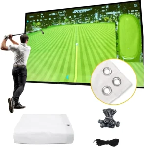 Custom Indoor Golf Simulator Enclosure 100% Polyester Triple Layer Air Mesh Sound Proofing Impact Screen Golf Training Aids