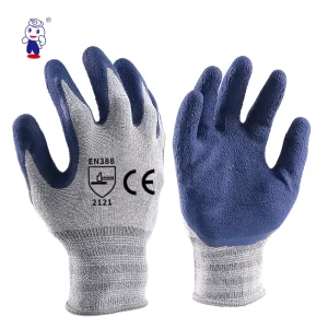 Custom Industrial Safety Gloves Mechanics Duty Waterproof Work Gloves Heat Resistant Rubber Cotton Coating Cut