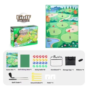 Custom Kids Golf Game Mat Heavy Duty Non Woven Beginner Training Pad with Balls Clubs Children’s Edutainment Sports Kit