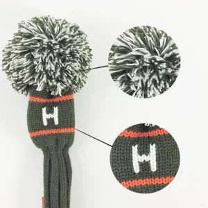 Custom Knitted Golf Headcover Golf Club Pom Pom Golf Head Cover
