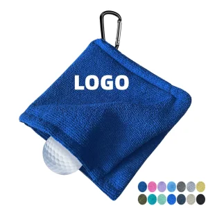 Custom LOGO 5.5in Portable Microfiber Golf Ball Towel With Hooked Golf Ball Clubs Bags Cleaner Accessories for Course Exercise