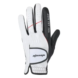 Custom Latest Style White and Black Comfortable Anti Slip Waterproof Fabric PU Leather Men’s Left Handed Golf Gloves