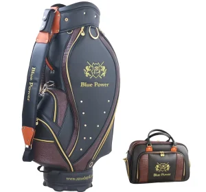 Custom Leather Golf Cart Bag with Fluffy Lining