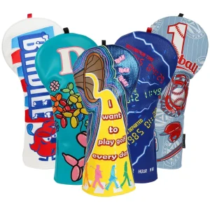 Custom Leather Golf Headcover Technological Feel Golf Head Covers Club Wood Driver Cover Set