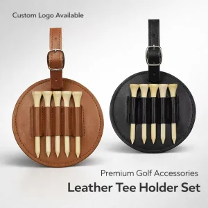 Custom Leather Golf Tee Holder with Wooden Tees Ideal Golf Gift Set for Branding and