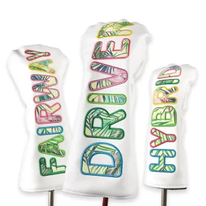 Custom Leather Low MOQ Golf Head Cover With Flowering Plant Pattern
