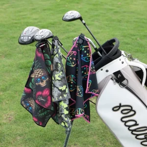Custom Lightweight Durable Golf Caddy Towel with Carabiner and Magnet Microfiber Waffle