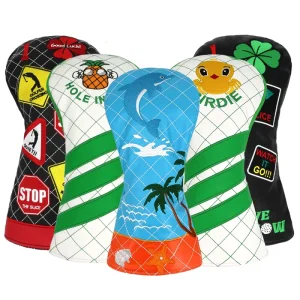 Custom Logo 3D Embroidery Waterproof PU Magnetic Customized Golf Driver Head Covers