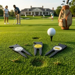 Custom Logo 6 in 1 Magnetic Golf Divot Repair Tool with Ball Marker Zinc Alloy for Men Women Golf Accessories Gift