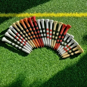 Custom Logo Bamboo Golf Tees Unbreakable Durable Bulk 54mm 70mm 83mm Eco Friendly Colored Striped Tees
