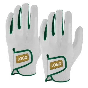 Custom Logo Cabretta Leather Left Hand Full Finger Durable Soft Breathable Adjustable Outdoor Sports Golf Gloves