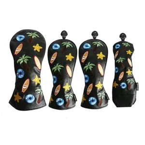 Custom Logo Embroidery PU Leather Golf Driver and Fairway Wood Head Covers Waterproof Single Item Set SWK-WC007