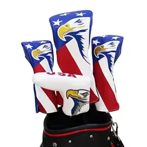 Custom Logo Embroidery Waterproof PU Leather Golf Head Covers Set with Golf Driver Headcover