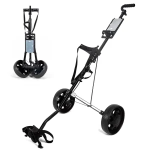 Custom Logo Factory New Style 2 Wheels Light Weight Golf Trolley With Bottle Holder Folding Golf Trolley Bag Push Golf Cart