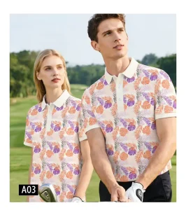 Custom Logo Full Print Golf Polo Shirt Men’s Tropical Print Performance Golf Apparel Bulk Manufacturer