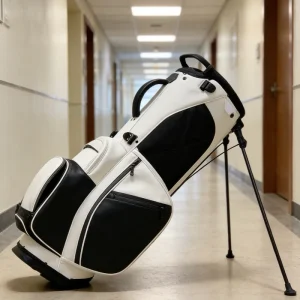 Custom Logo Genuine Leather Golf Staff Stand Bag, Waterproof, Zip and Magnetic Closure, Lightweight