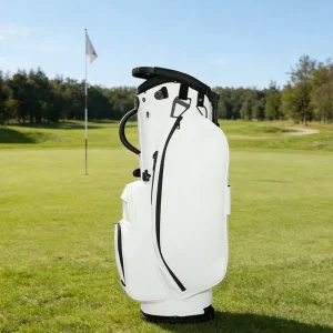 Custom Logo Genuine Leather Golf Stand Bag, Waterproof, Zip Closure, Lightweight, Large Capacity