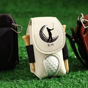 Custom Logo Golf Accessories Golf Ball Holder PU Leather Golf Ball Bag