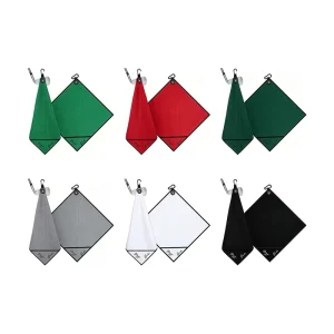 Custom Logo Golf Bag Towel Waffle Weave Microfiber 40x40cm with Carabiner Clip Quick Dry Golf Towel